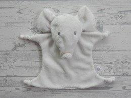 Knuffeldoek velours klittenband wit grijs olifant muis