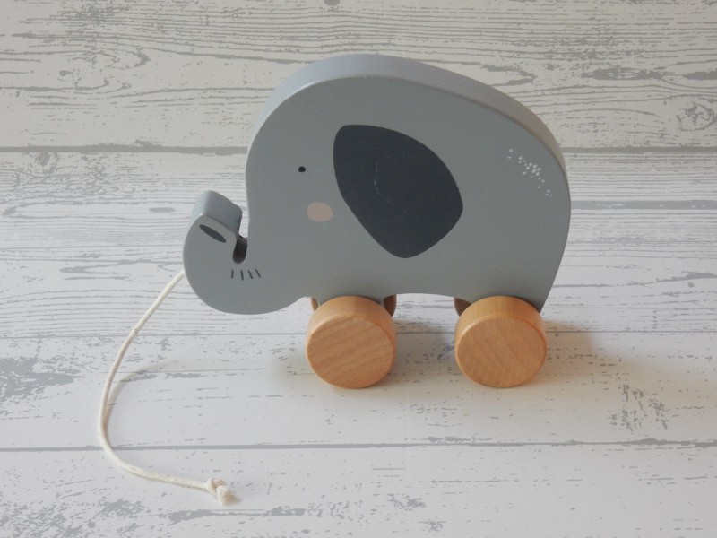 Little Dutch houten trekdier met wielen grijs Olifant