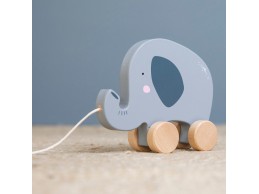 Little Dutch houten trekdier met wielen grijs Olifant
