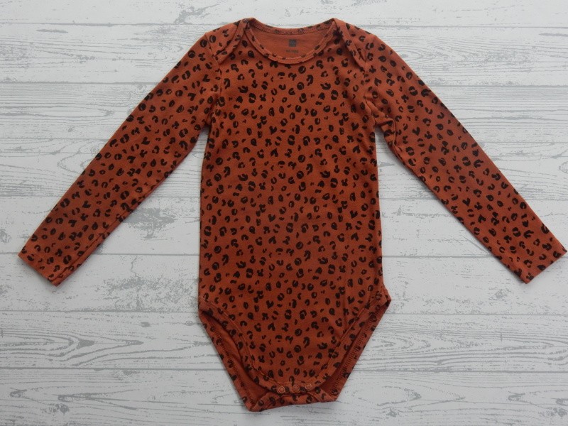 Hema romper lange mouw bruin animal print maat 98-104