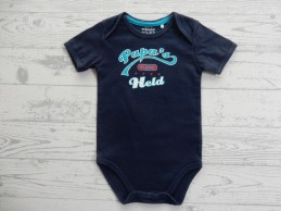 Prenatal romper korte mouw donkerblauw Papa's Kleine Held maat 62-68
