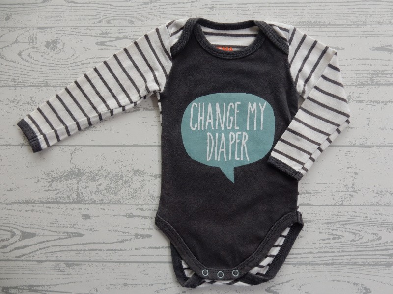 Hema romper lange mouw donkergrijs gestreept Change My maat 50-56