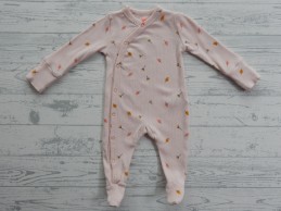 Hema baby newborn jumpsuit roze geel blaadjes dessin maat 56