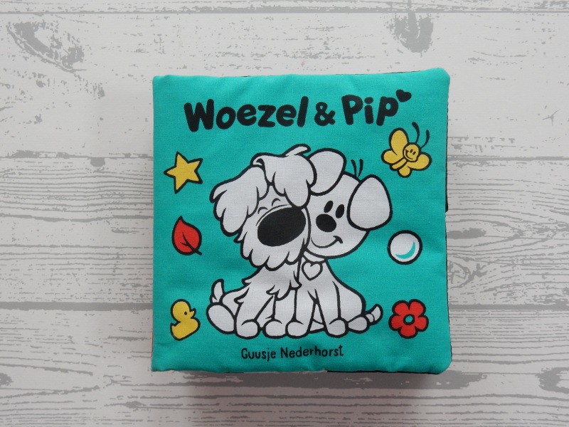 Woezel en Pip stoffen boek katoen knisper groen rood zwart