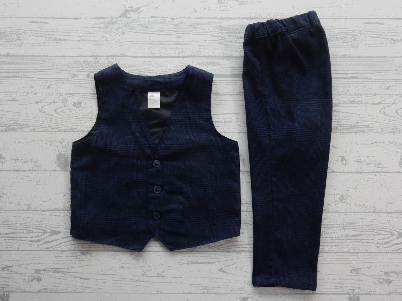 H&M kostuum set gilet pantalon donkerblauw maat 92