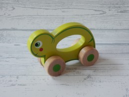 Joueco houten dier rollend groen schildpad