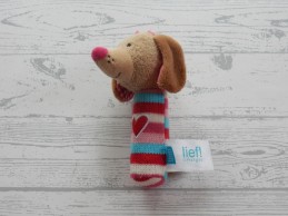 Lief! Lifestyle knijpbeestje velours bruin roze blauw hond Daisy