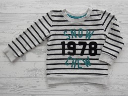 Sweater grijs melange zwart gestreept groen Snow Crew maat 74-80