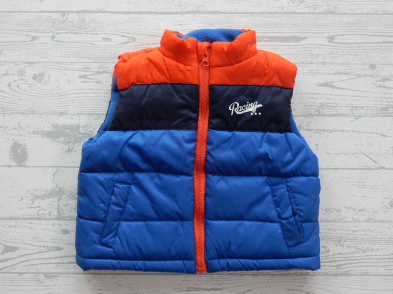 Bodywarmer oranje donkerblauw blauw Racing maat 74