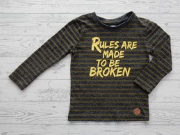 Longsleeve zwart legergroen gestreept Rules are made to be Broken