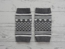 Beenwarmers gebreid grijs wit 1 maat