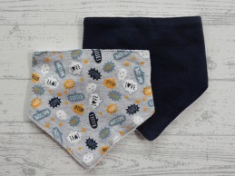Set 2 stuks slabbers puntslab bandana donkerblauw print 1 maat