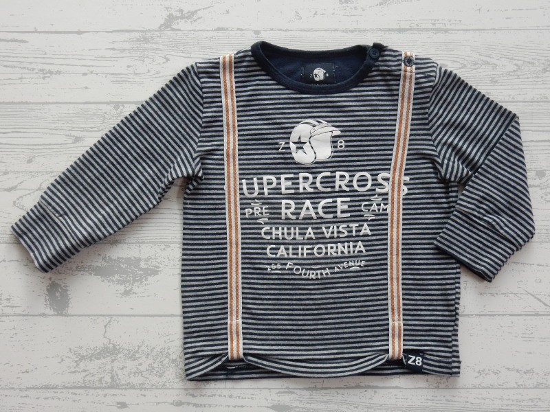 Z8 longsleeve donkerblauw grijs gestreept bretels Clint maat 80