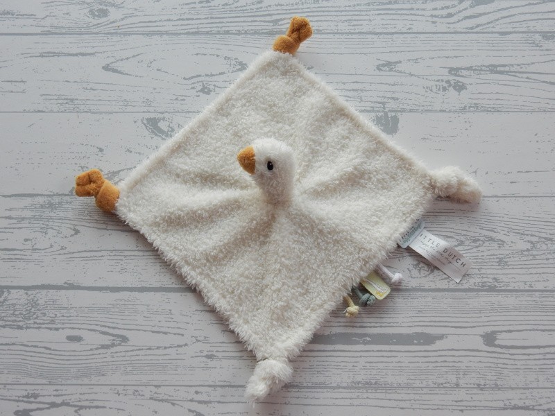 Little Dutch knuffeldoek velours wit geel gans Little Goose klein