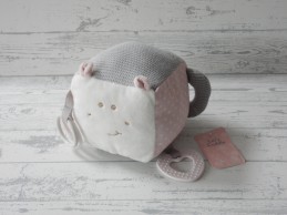 Blokker Let's Cuddle knuffelkubus velours grijs roze nieuw