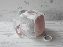 Blokker Let's Cuddle knuffelkubus velours grijs roze nieuw