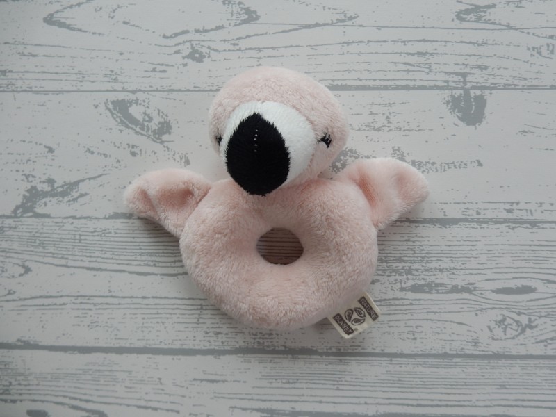 Nature Planet rammelaar velours zalmroze flamingo