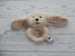 Hema knuffel rammelaar velours creme konijn