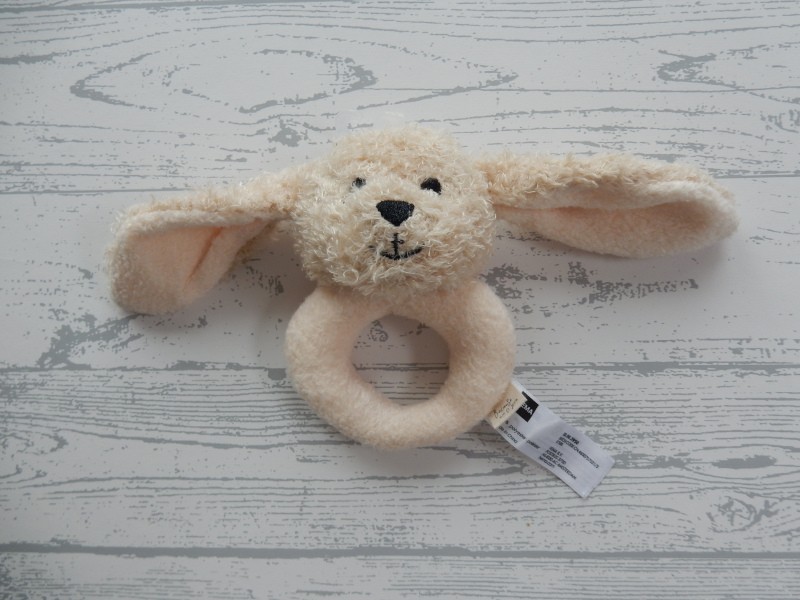 Hema knuffel rammelaar velours creme konijn