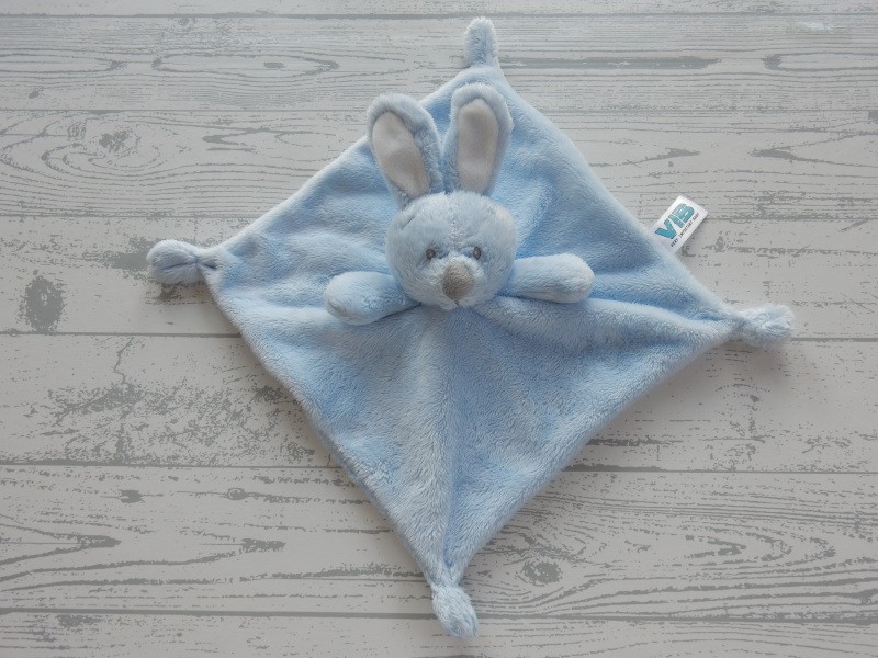 VIB knuffeldoek velours lichtblauw Konijn