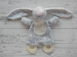 Action Zd trading knuffeldoek velours lichtgrijs wit sterren konijn