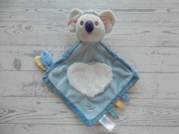 THUN knuffeldoek velours blauw roze lichtgrijs hart Koala