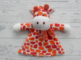 Tiamo knuffeldoek velours wit rood oranje giraffe Gino