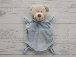 Nicotoy knuffeldoek velours lichtblauw gestreept lijfje beer