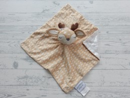 Queenwest Trading co knuffeldoek velours satijn beige bruin hertje
