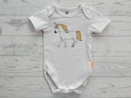 Hema romper korte mouw wit eenhoorn maat 50-56