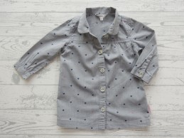 Noppies jurkje blouse tuniek grijs donkerblauw roze hartjes maat 62