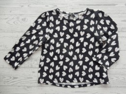 H&M longsleeve zwart wit roze smile hartjes maat 74