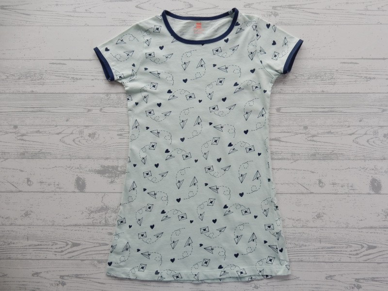 Hema kinder nachthemd pyjama donkerblauw mint maat 110-116