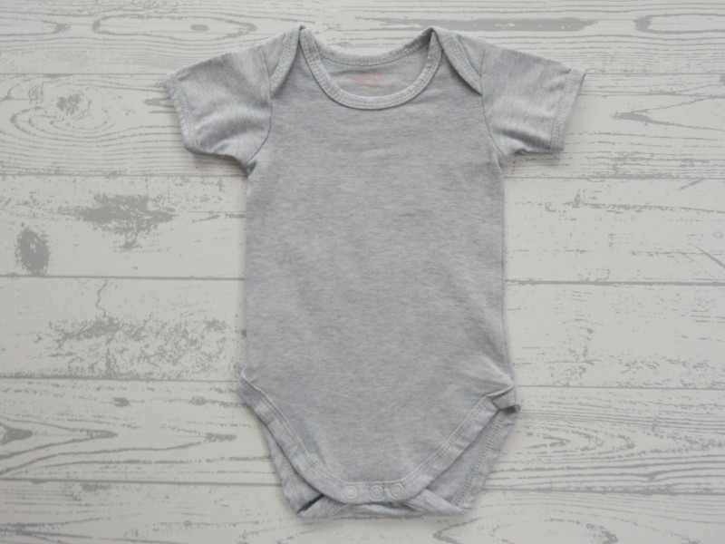 Hema romper korte mouw grijs melange oranje maat 50-56