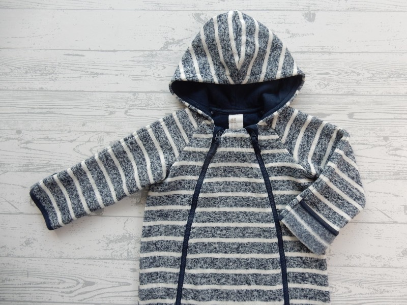 H&M gebreide fleece overall donkerblauw wit gestreept maat 68