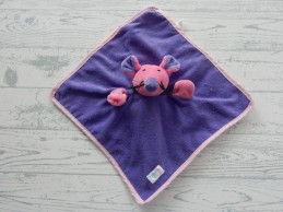Simba Toys knuffeldoek badstof katoen roze paars muis