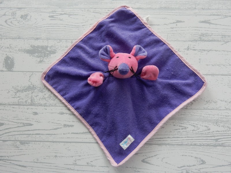 Simba Toys knuffeldoek badstof katoen roze paars muis