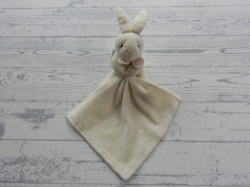 Doudou et Compagnie knuffeldoek velours ecru roze Konijn Lapin
