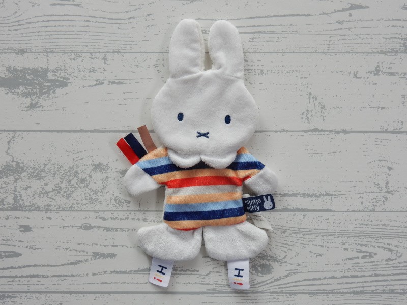 Nijntje knisperdoekje knuffeldoek velours wit bont gestreept