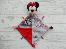Nicotoy knuffeldoek velours rood grijs zwart Minnie Mouse