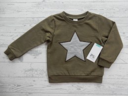 Petit Lem Baby sweater legergroen grijs ster maat 74-80