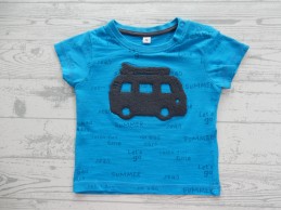 T-shirt blauw donkergrijs Summer Let's Go maat 74