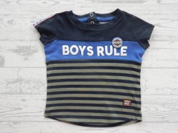 Baby Blue jongens t-shirt donkerblauw groen Boys Rule maat 74