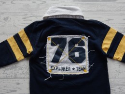 Poloshirt donkerblauw geel wit kraag maat 74