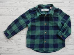 Zara baby blouse flanel donkerblauw groen geruit maat 80-86