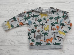 H&M baby sweater grijsmelange jungle dieren maat 74