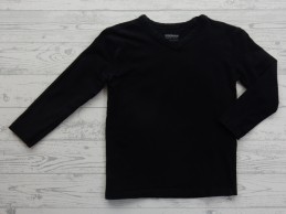 Kinder shirt longsleeve basic zwart v-hals maat 98-104