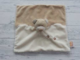 Doukidou knuffeldoek velours beige bruin pootafdruk Beer