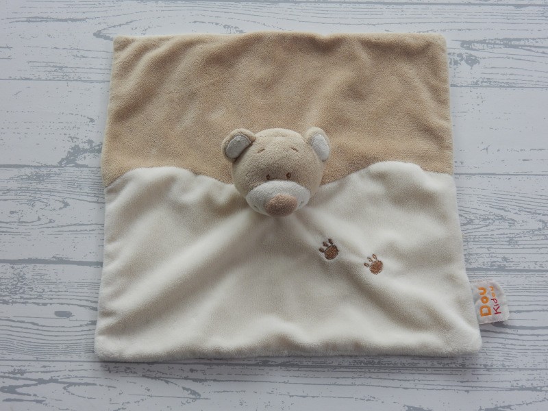 Doukidou knuffeldoek velours beige bruin pootafdruk Beer