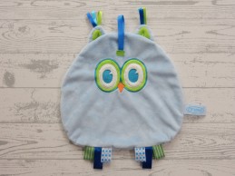 Funnies labeldoek velours blauw groen labels uil